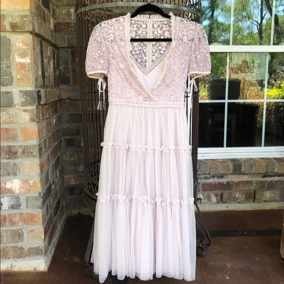 NWT Needle & Thread Embroidered Tulle Midi Dress - Picture 4 of 12